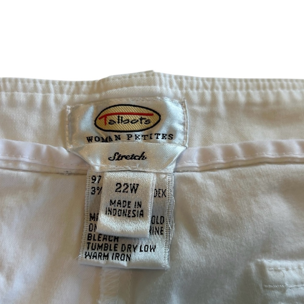 Talbots Womens White Chino Wide Leg Pants Slash Pockets Stretch 22WP 22 x 27 EUC - Picture 5 of 10